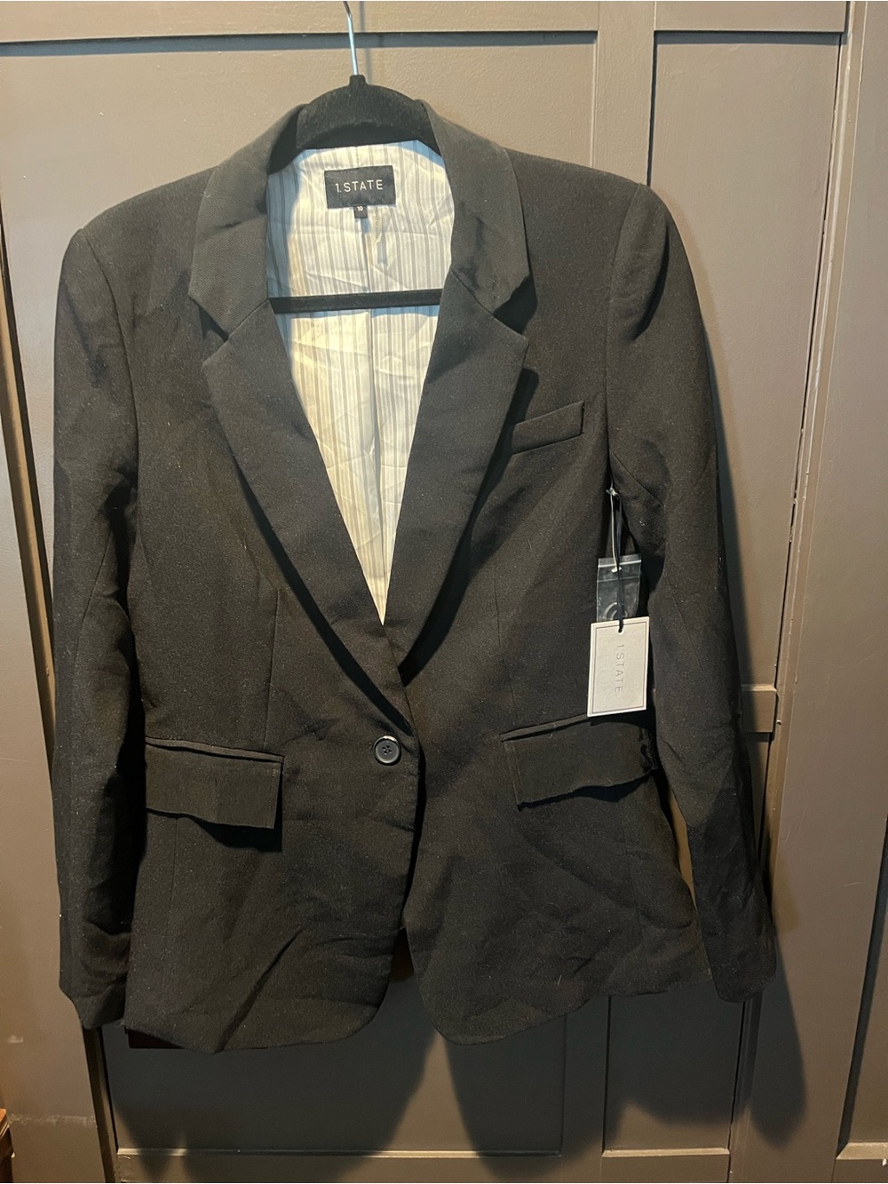 1. State Black Single-Button Lined Blazer New Size 10